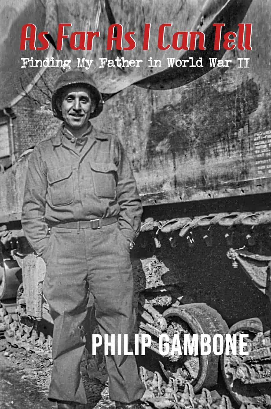 Aviator in WWII uniform standing next to damaged military vehicle, historical WWII photo.