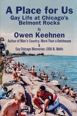 Beach scene at Belmont Rocks with gay men enjoying the sun and water.